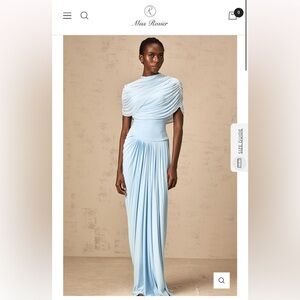 BNWT Never Worn Miss Rosier Catherine Pleated Maxi Dress in Baby Blue